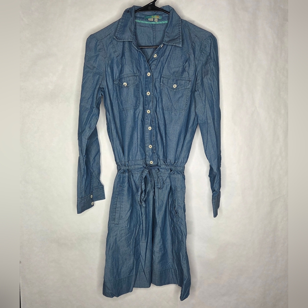 Boden Blue Chambray Long-Sleeve Shirt Dress